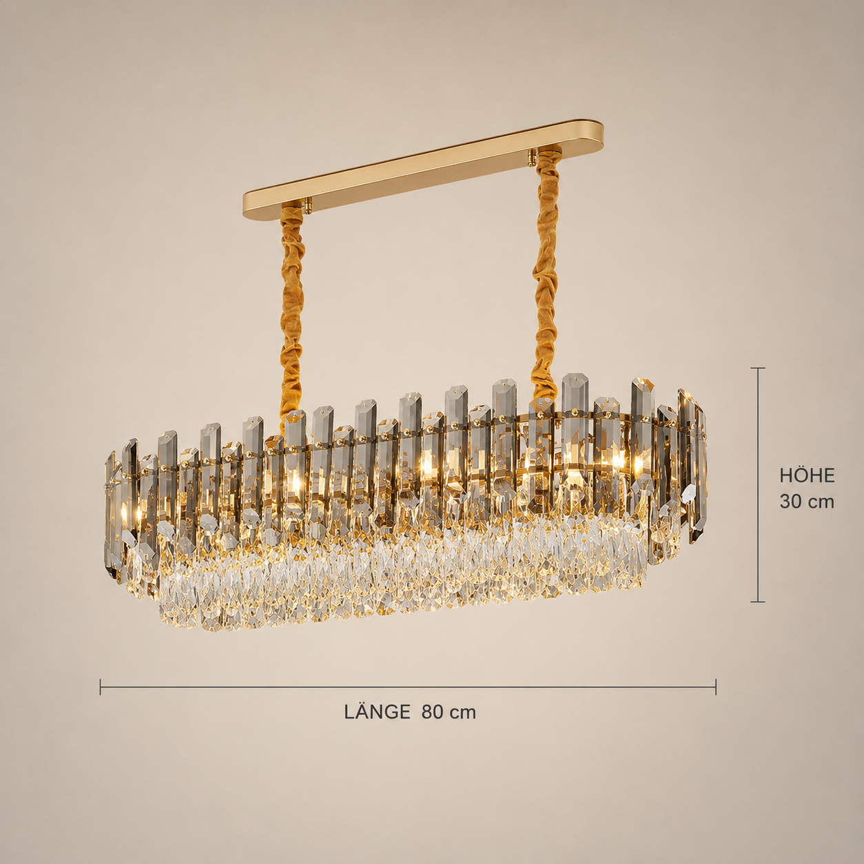 Luxus Gold Kristall Kronleuchter für Wohnzimmer & Schlafzimmer