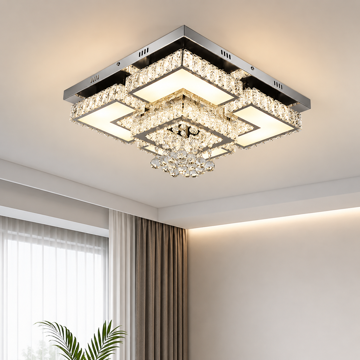 LED Dimmbare Kristall Deckenleuchte mit Fernbedienung