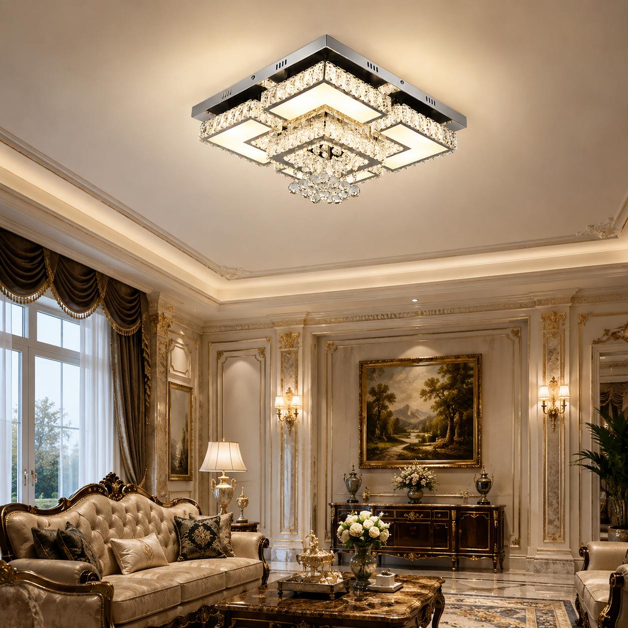 LED Dimmbare Kristall Deckenleuchte mit Fernbedienung