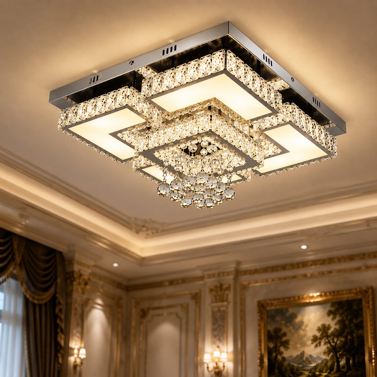 LED Dimmbare Kristall Deckenleuchte mit Fernbedienung