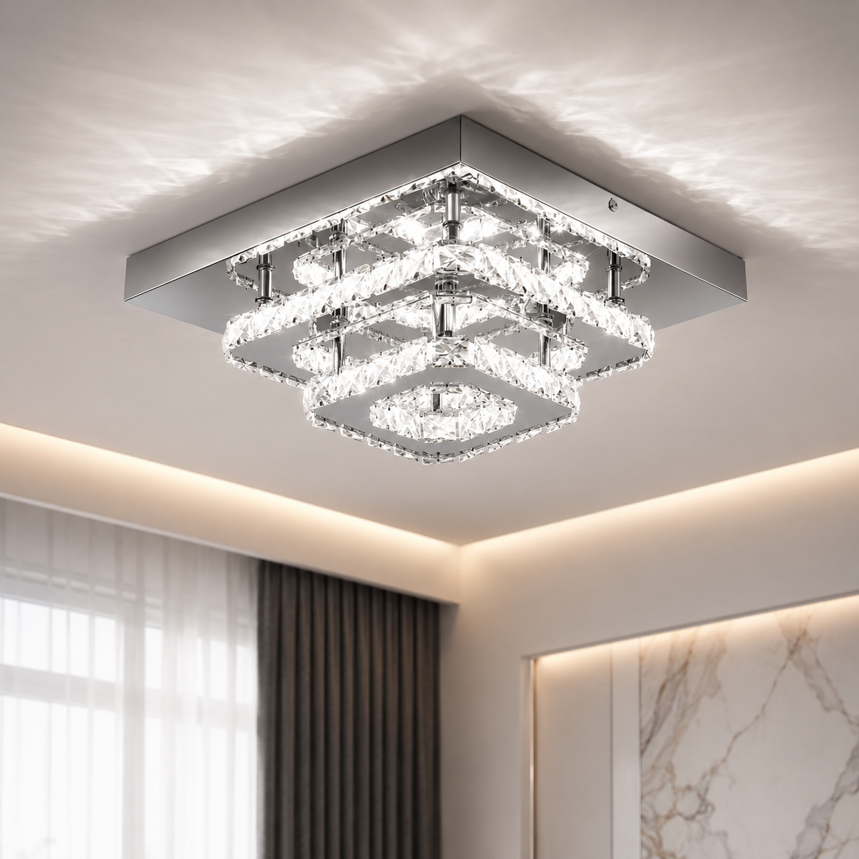 Moderne Kristall Kaltweiße LED Deckenleuchte
