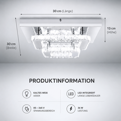 Moderne Kristall Kaltweiße LED Deckenleuchte