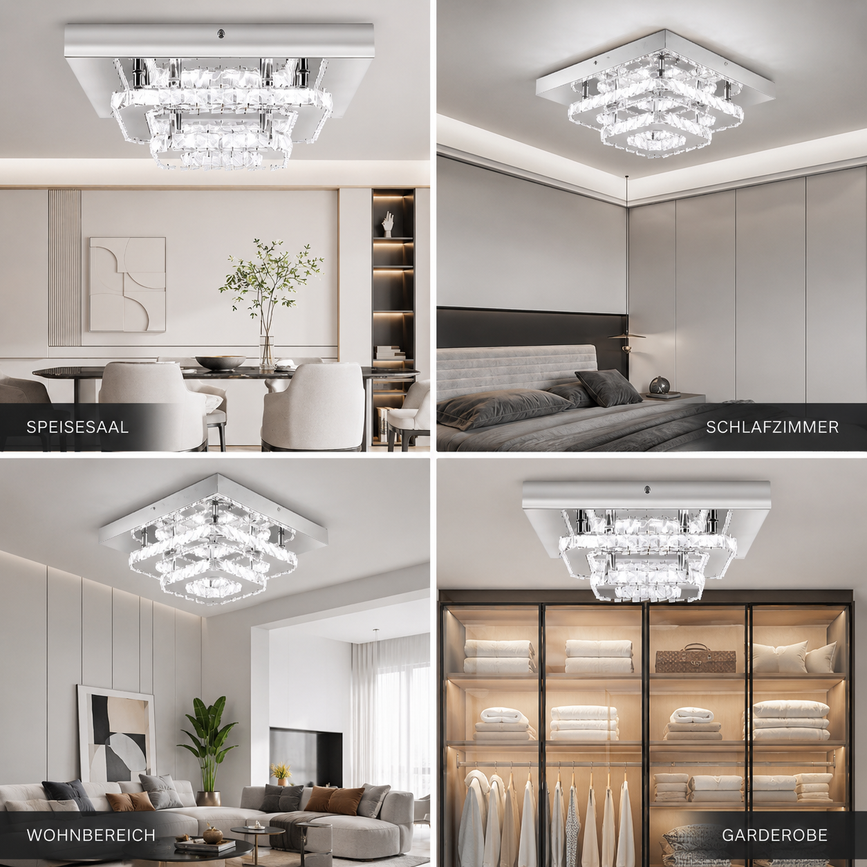 Moderne Kristall Kaltweiße LED Deckenleuchte