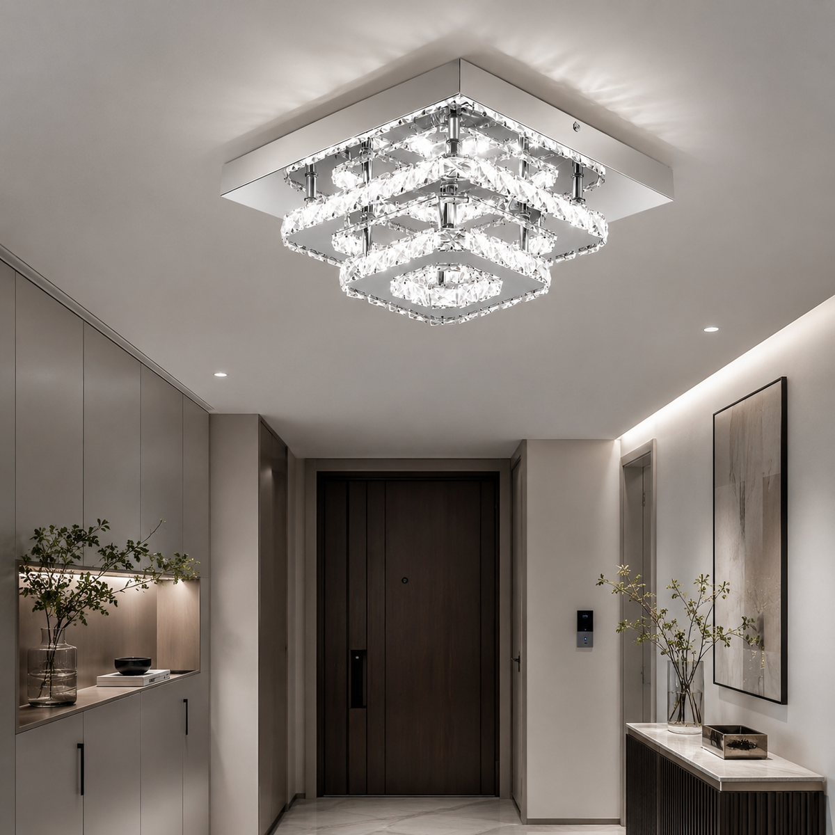 Moderne Kristall Kaltweiße LED Deckenleuchte