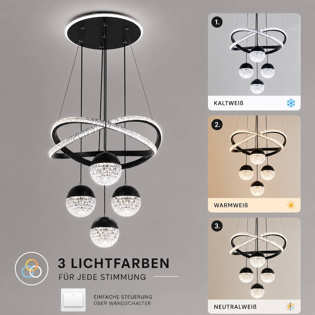 Luxus LED Kronleuchter - Mehrere Farbtemperaturen