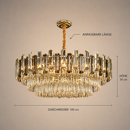 Luxus Gold Kristall Kronleuchter für Wohnzimmer & Schlafzimmer