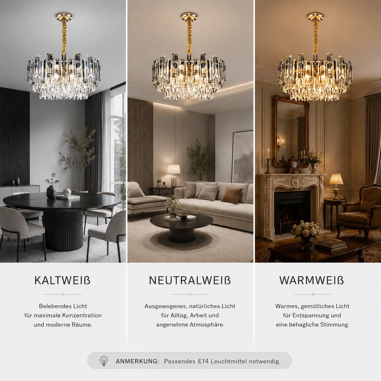 Luxus Gold Kristall Kronleuchter für Wohnzimmer & Schlafzimmer